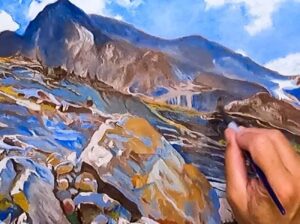 Reproduction oil painting courses of a Sargent masterpiece titled Simplon Pass