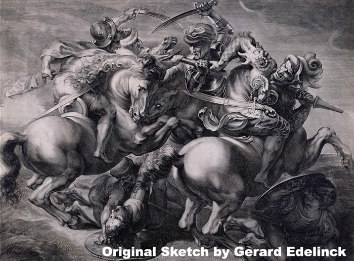 Edelinck sketch of The Battle of Anghiari originally by Leonardo Da Vinci