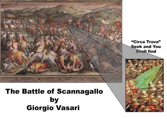 Vasari’s Battle of Marciano in Val di Chiana
painted over Leonardo's Battle of Anghiari.