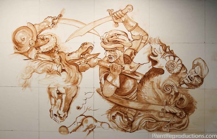 The Battle of Anghiari Recreation working sketch by George Werbacher