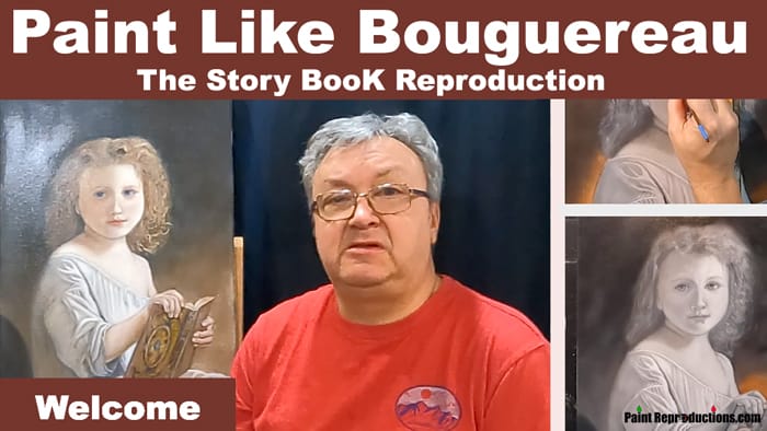 The Story Book Reproduction originally painted by Bouguereau.