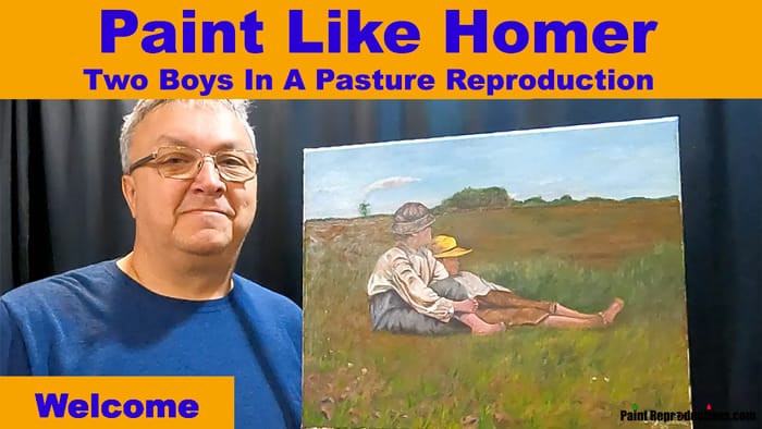 Two Boys in a Pasture Reproduction originally painted by Homer.