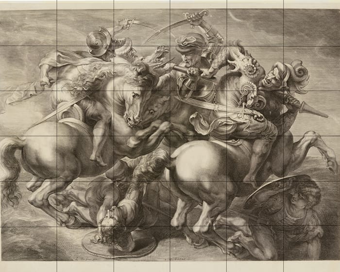 The Battle of Anghiari working sketch with gridlines based off of Rubens sketch originally by Da Vinci.