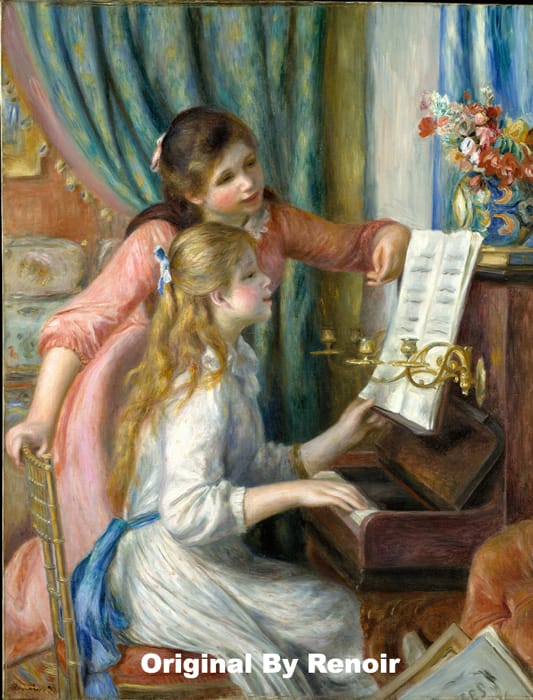 Two young Girls at a Piano original painting by Auguste Renoir