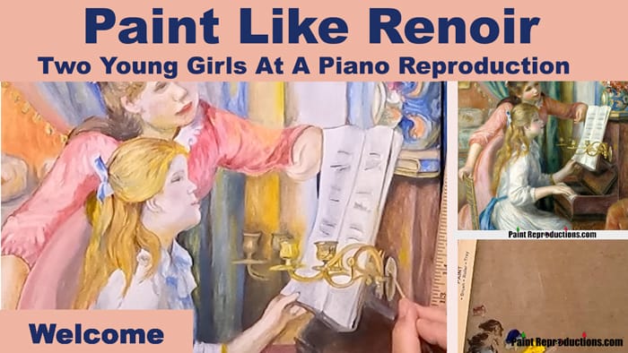 Two Young Girls at a Piano Reproduction originally painted by Renoir.