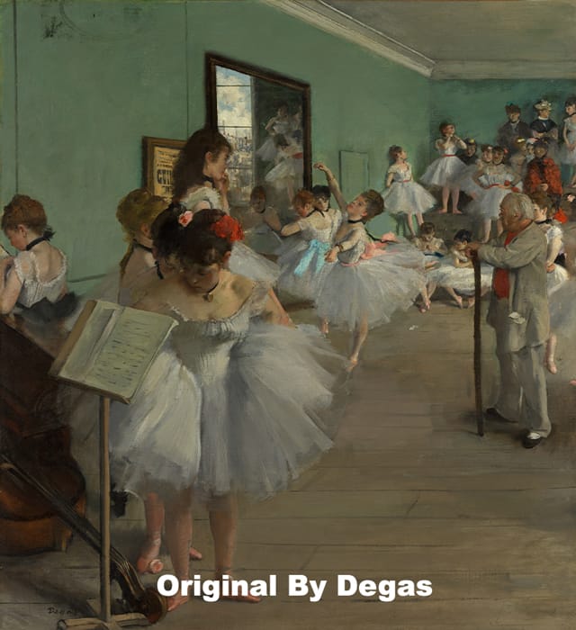 “The Dance Class” was originally painted by Degas.