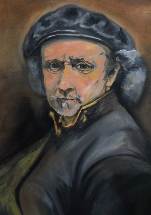 Initial Blocking of Rembrandts Self Portrait with Collar Up.