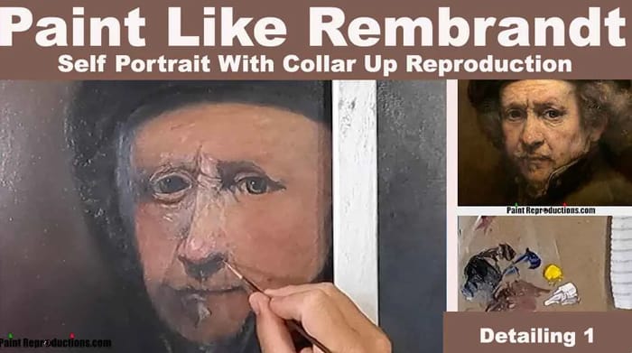 In Progress reproduction of Rembrandts Self Portrait with Collar Up.