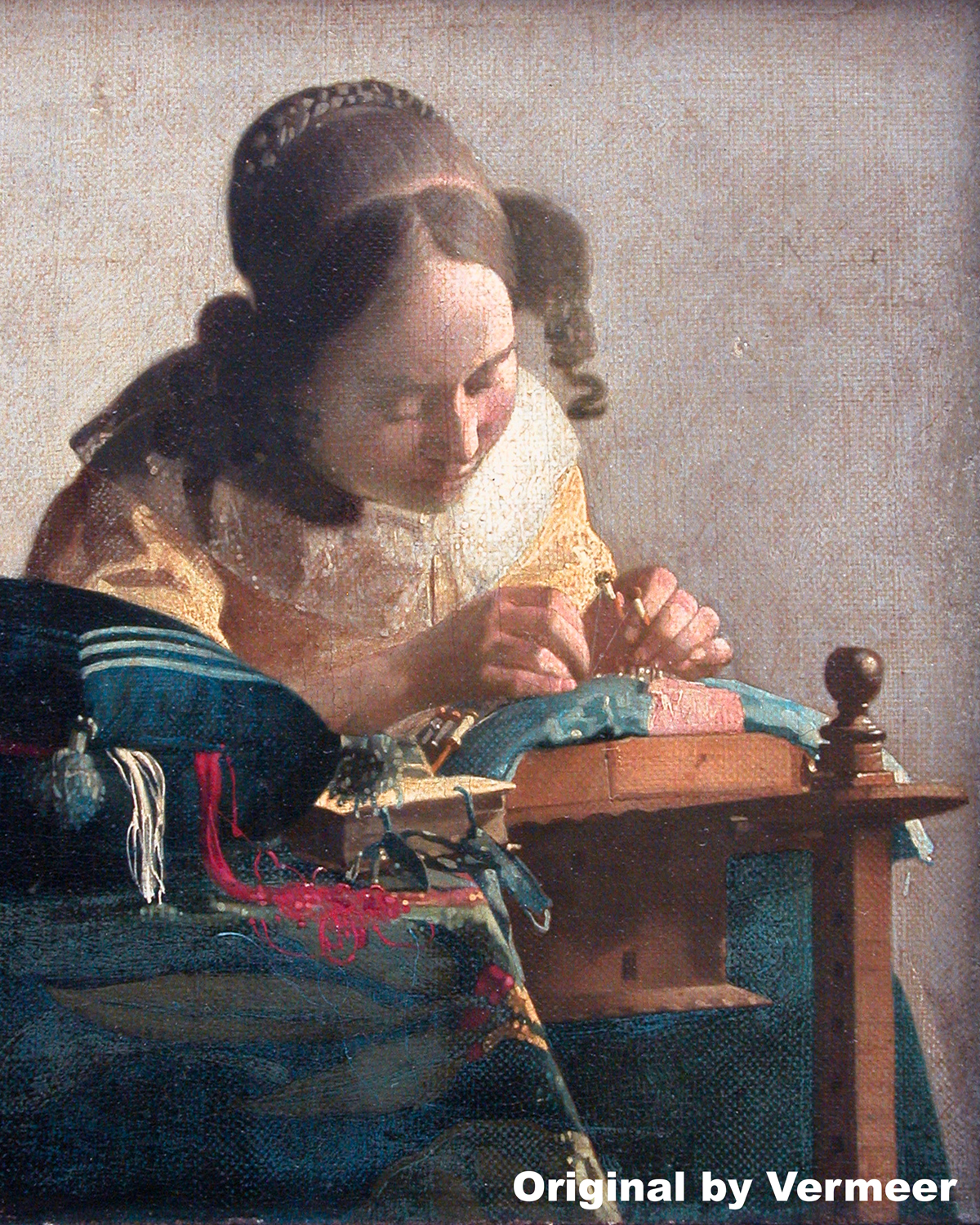 The Lacemaker painted by Vermeer