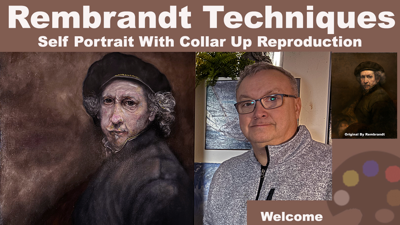 Completed reproduction of Rembrandt's Self Portrait with Collar Up.