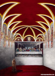 Original oil painting of Santa Maria delle Grazie, where Leonardo Da Vinci painted the Last Supper.